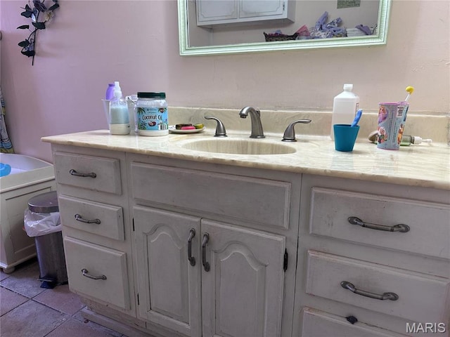 2108 Chippewa St, Saint Louis, MO 63118 - bathroom featuring vanity and tile patterned floors