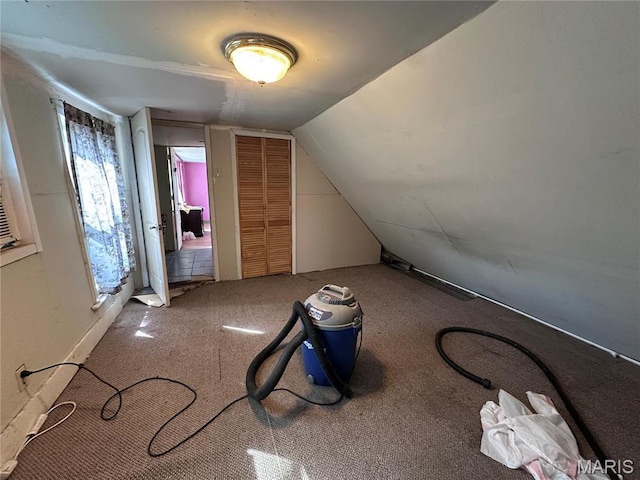 2108 Chippewa St, Saint Louis, MO 63118 - additional living space featuring vaulted ceiling and carpet floors
