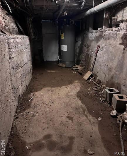 2108 Chippewa St, Saint Louis, MO 63118 - unfinished basement with water heater