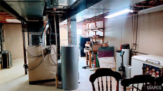 1020 White Hawk Dr, Cuba, MO 65453 - basement featuring gas water heater and heating unit