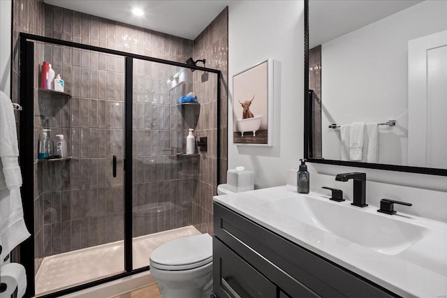 914 Memsie Park Ct, Ofallon, MO 63368 - full bath featuring a shower stall, toilet, vanity, and recessed lighting