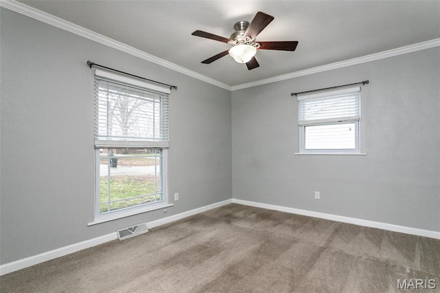 28 Countryside Ln, Fairview Heights, IL 62208 - carpeted spare room featuring crown molding, baseboards, and a ceiling fan