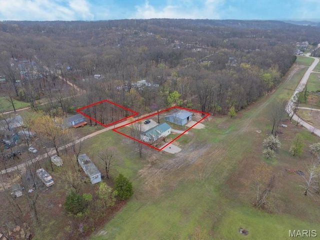 34441 Hickory Hills Rd, Mo, MO 65078 - aerial overview of property's location featuring property boundaries highlighted and a forest