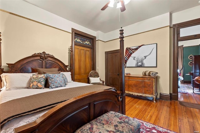 312 Bellevue St, Cape Girardeau, MO 63701 - bedroom featuring hardwood / wood-style flooring and a ceiling fan