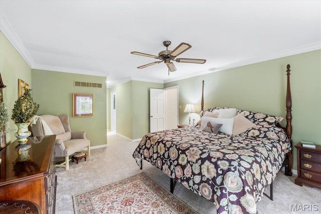 14590 Ansonborough Ct, Chesterfield, MO 63017 - carpeted bedroom with crown molding, baseboards, and a ceiling fan