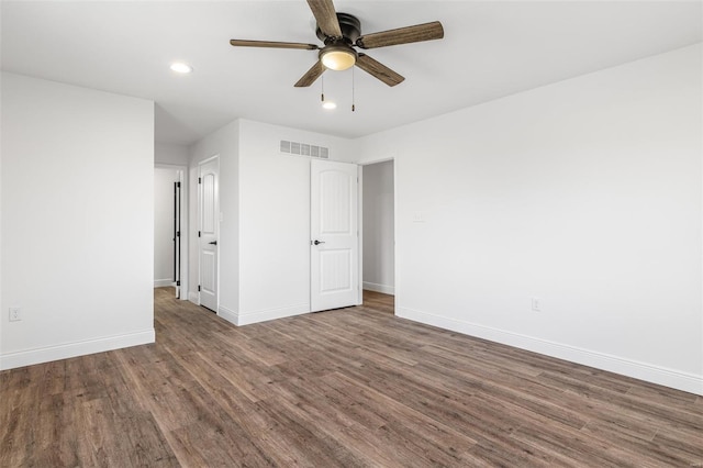 308 Blackberry Ln, Bismarck, MO 63624 - unfurnished bedroom with wood finished floors, recessed lighting, baseboards, and a ceiling fan