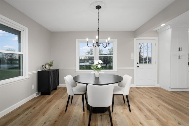 4 Tiger Dr, Wentzville, MO 63385 - dining area featuring a chandelier, light wood-type flooring, and baseboards