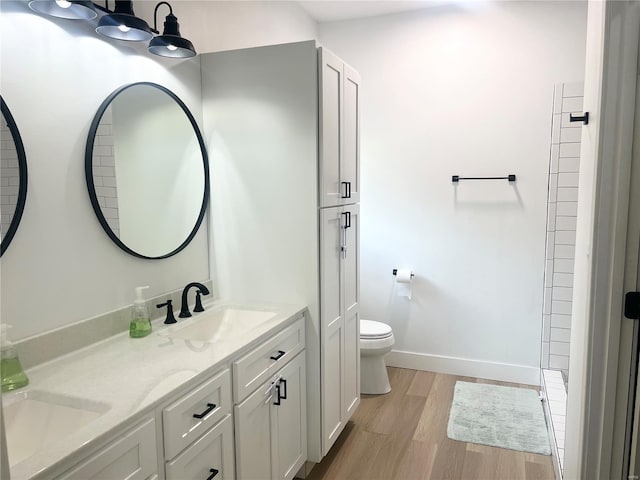 1564 Mandy Ln, Barnhart, MO 63012 - bathroom featuring toilet, wood finished floors, double vanity, and baseboards