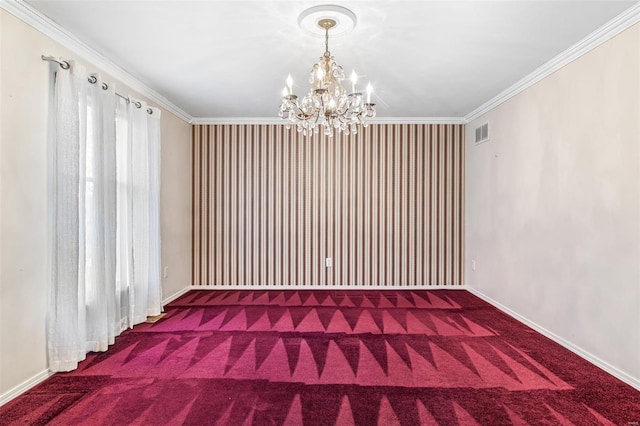 29 Park Charles Blvd N, Saint Peters, MO 63376 - carpeted empty room featuring a chandelier, crown molding, and baseboards