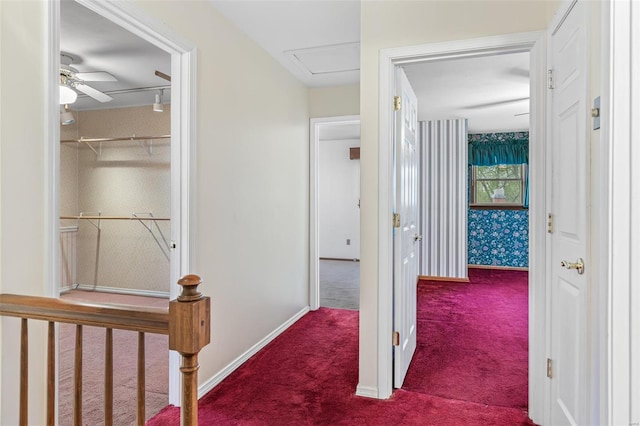 29 Park Charles Blvd N, Saint Peters, MO 63376 - hall featuring carpet floors, baseboards, and attic access