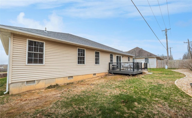 1205 Britt Ln, Rolla, MO 65401 - back of house with crawl space and a deck