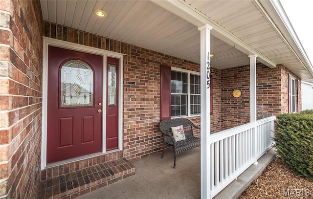 1205 Britt Ln, Rolla, MO 65401 - property entrance featuring a porch and brick siding