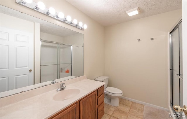 1205 Britt Ln, Rolla, MO 65401 - full bathroom featuring vanity, a shower with door, and a textured ceiling