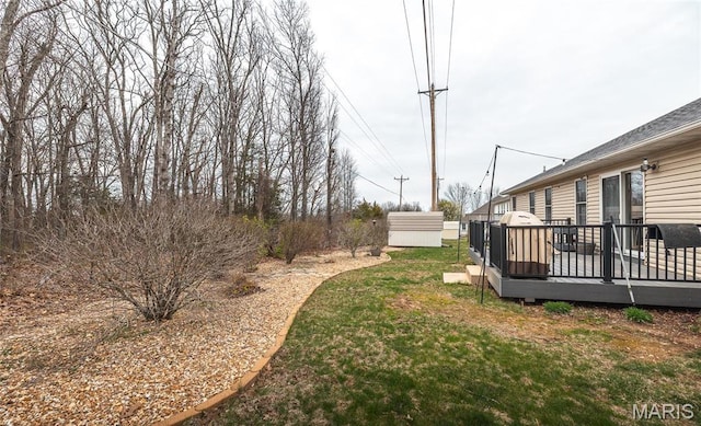 1205 Britt Ln, Rolla, MO 65401 - view of green lawn with a deck