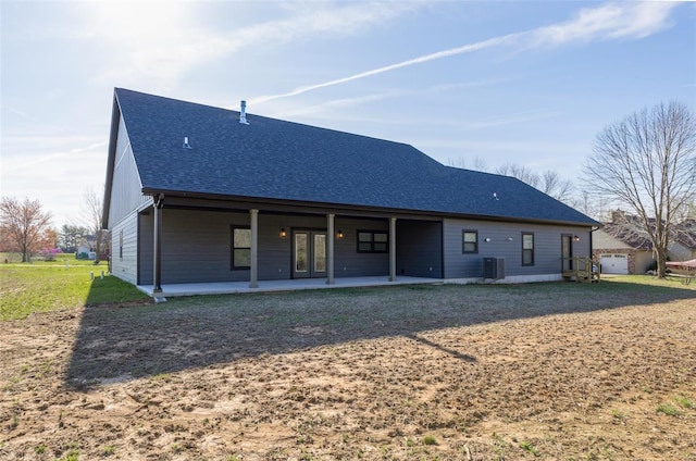 213 Lakeview Dr, Farmington, MO 63640 - rear view of property with french doors and a shingled roof
