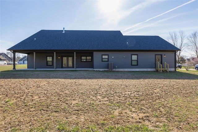 213 Lakeview Dr, Farmington, MO 63640 - back of property featuring a shingled roof and cooling unit