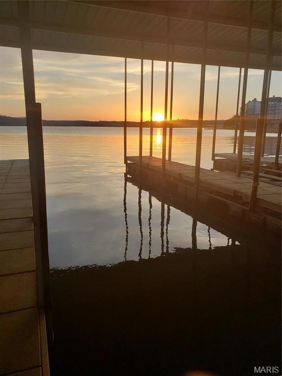 dock area featuring a water view
