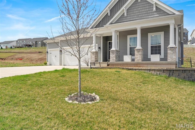 1154 Bloomfield Dr, Eureka, MO 63025 - craftsman-style house featuring covered porch, driveway, board and batten siding, a garage, and a front yard