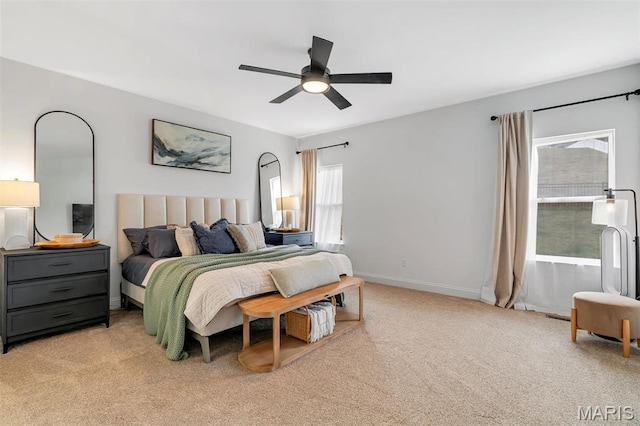 1154 Bloomfield Dr, Eureka, MO 63025 - bedroom with light carpet, baseboards, and a ceiling fan