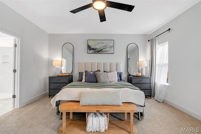 1154 Bloomfield Dr, Eureka, MO 63025 - bedroom with light colored carpet, baseboards, and a ceiling fan