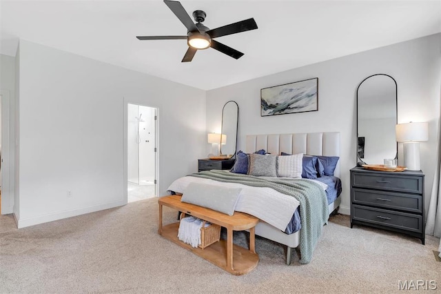 1154 Bloomfield Dr, Eureka, MO 63025 - bedroom with light colored carpet, baseboards, and a ceiling fan