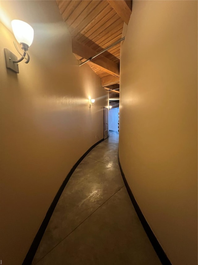 1113 Washington Ave Unit 510, Saint Louis, MO 63101 - corridor featuring concrete flooring, beam ceiling, and wooden ceiling