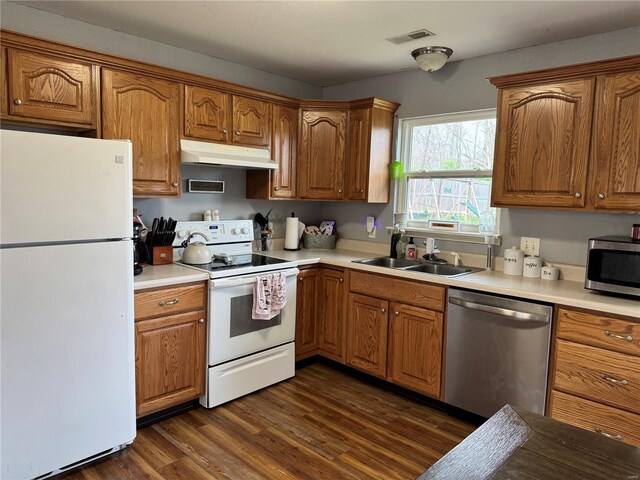 16 Wood St, Park Hills, MO 63601 - kitchen featuring stainless steel appliances, under cabinet range hood, a sink, and brown cabinets