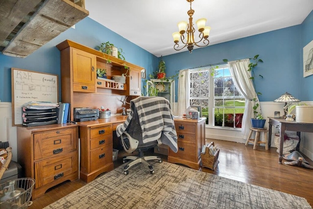 21933 Pike 215, Annada, MO 63330 - office area featuring wood finished floors and a chandelier