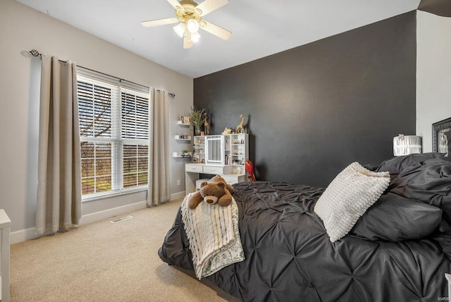 21933 Pike 215, Annada, MO 63330 - bedroom featuring light carpet, baseboards, and ceiling fan