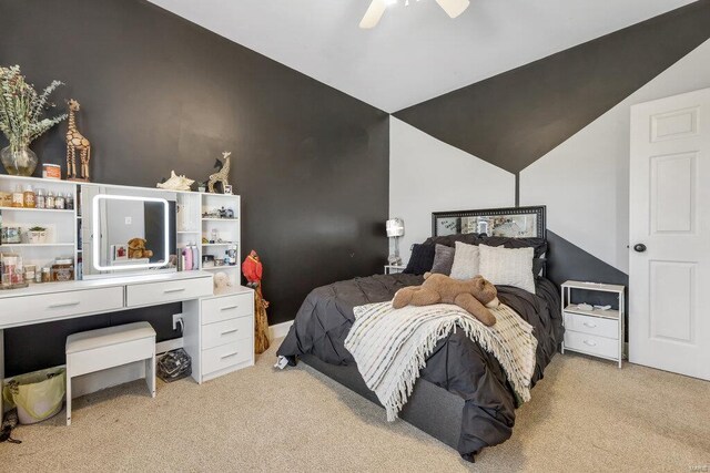 21933 Pike 215, Annada, MO 63330 - bedroom with vaulted ceiling, light colored carpet, and ceiling fan