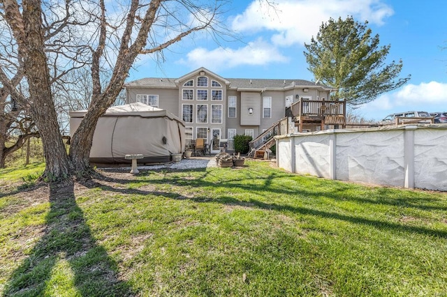 21933 Pike 215, Annada, MO 63330 - back of property featuring a deck, stairway, a lawn, and a gazebo