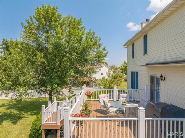 1005 Highland Estates Dr, Wentzville, MO 63385 - wooden terrace with a grill