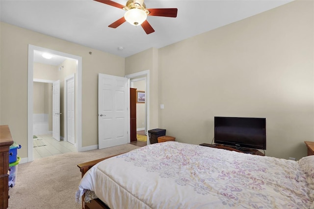 13115 Mill Crossing Ct Unit 106, Saint Louis, MO 63141 - carpeted bedroom with baseboards, ceiling fan, and ensuite bathroom