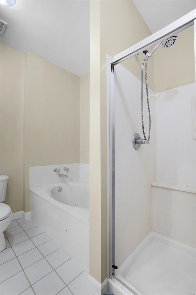 13115 Mill Crossing Ct Unit 106, Saint Louis, MO 63141 - full bath with toilet, tile patterned floors, a stall shower, a garden tub, and baseboards