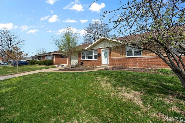 9748 Mackenzie Rd, Saint Louis, MO 63123 - ranch-style house featuring brick siding, a front lawn, and entry steps