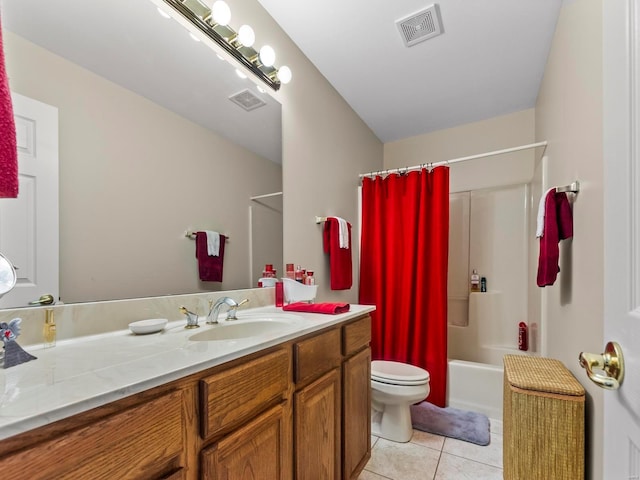 931 Georgetowne Dr, Ofallon, IL 62269 - full bath featuring toilet, tile patterned flooring, vanity, and shower / tub combo with curtain