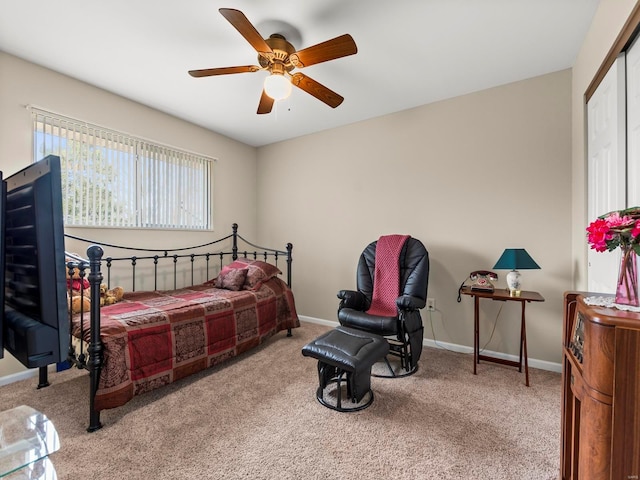 931 Georgetowne Dr, Ofallon, IL 62269 - bedroom featuring carpet floors, baseboards, and ceiling fan