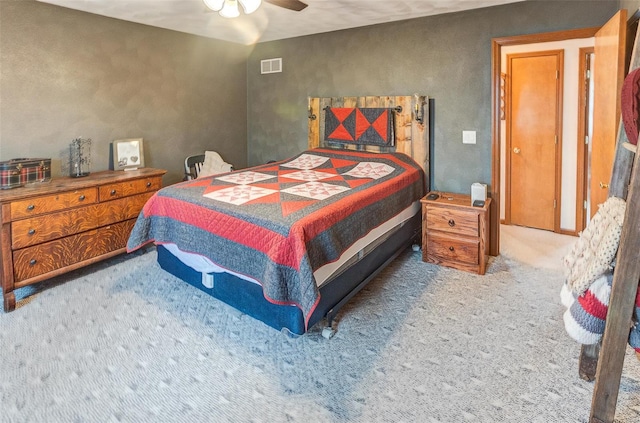 bedroom with carpet floors and ceiling fan