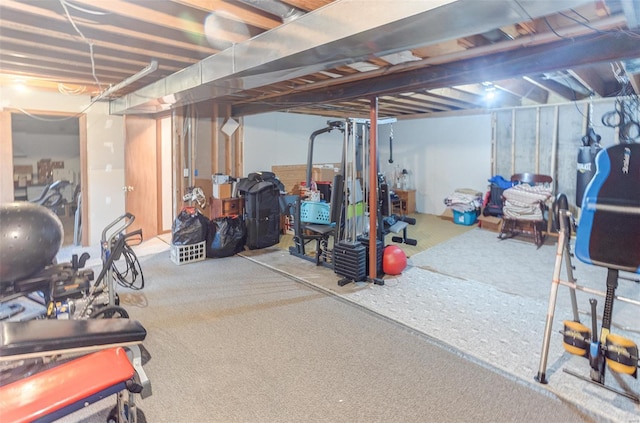 view of unfinished basement