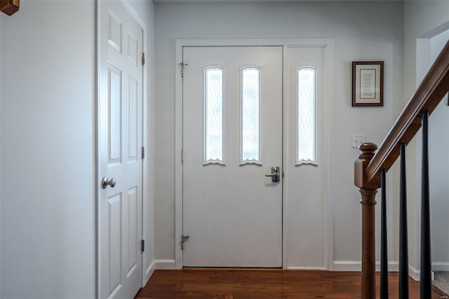 8 Nick Ridge Dr, Washington, MO 63090 - entrance foyer with healthy amount of natural light, stairway, and dark wood finished floors