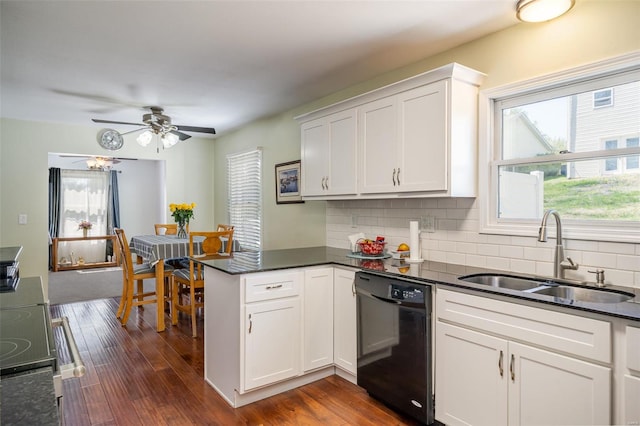 8 Nick Ridge Dr, Washington, MO 63090 - kitchen featuring black dishwasher, a sink, a peninsula, and plenty of natural light