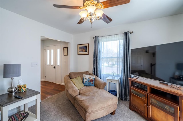 8 Nick Ridge Dr, Washington, MO 63090 - living room featuring ceiling fan, healthy amount of natural light, and light wood-type flooring