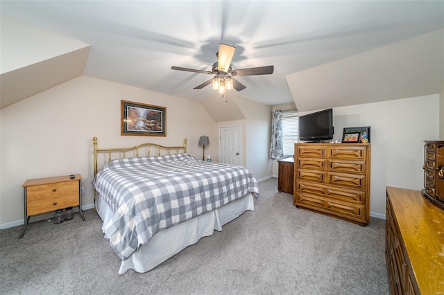8 Nick Ridge Dr, Washington, MO 63090 - bedroom featuring carpet flooring, vaulted ceiling, baseboards, and a ceiling fan