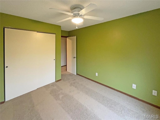 26 Thistledale Ct Unit H, Saint Peters, MO 63376 - unfurnished bedroom with light colored carpet, a closet, and a ceiling fan