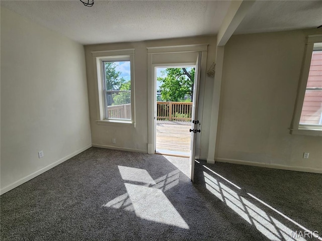 4713 Virginia Ave, Saint Louis, MO 63111 - doorway to outside with healthy amount of natural light, carpet floors, a textured ceiling, and baseboards