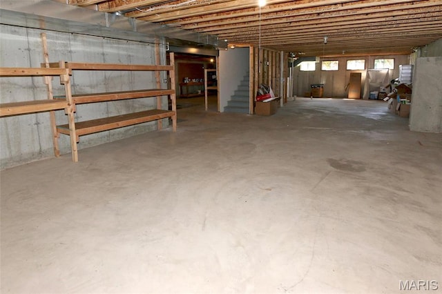 basement with stairway