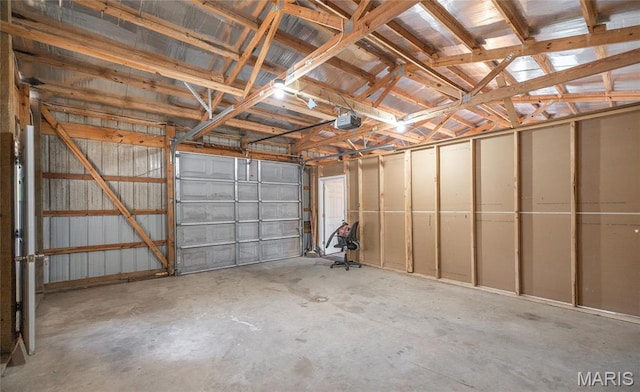 garage with a garage door opener