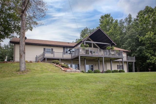 3448 Levee Rd, Centralia, IL 62801 - rear view of property featuring a wooden deck and a yard
