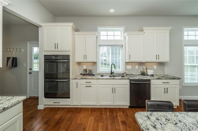 2181 Jarvis Rd, Foristell, MO 63348 - kitchen featuring dishwasher, a sink, dark wood finished floors, white cabinets, and recessed lighting