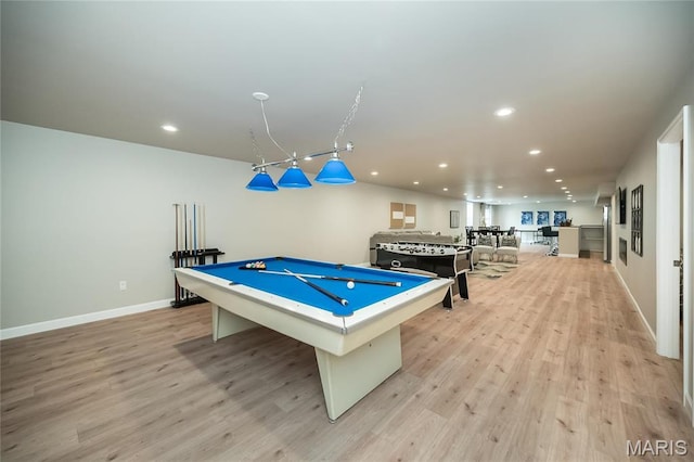 2181 Jarvis Rd, Foristell, MO 63348 - recreation room featuring recessed lighting, light wood-style floors, billiards, and baseboards